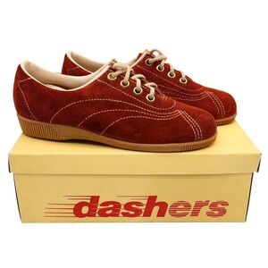 Dashers Vintage Kids Size 2 C Deadstock Rust Suede Leather Oxford Sneakers 2304